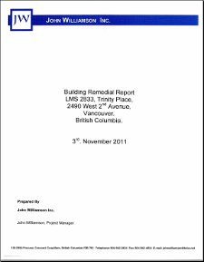 John Williamson Inc., report 1 (Building Remedial Report), 2011-11-03, cover